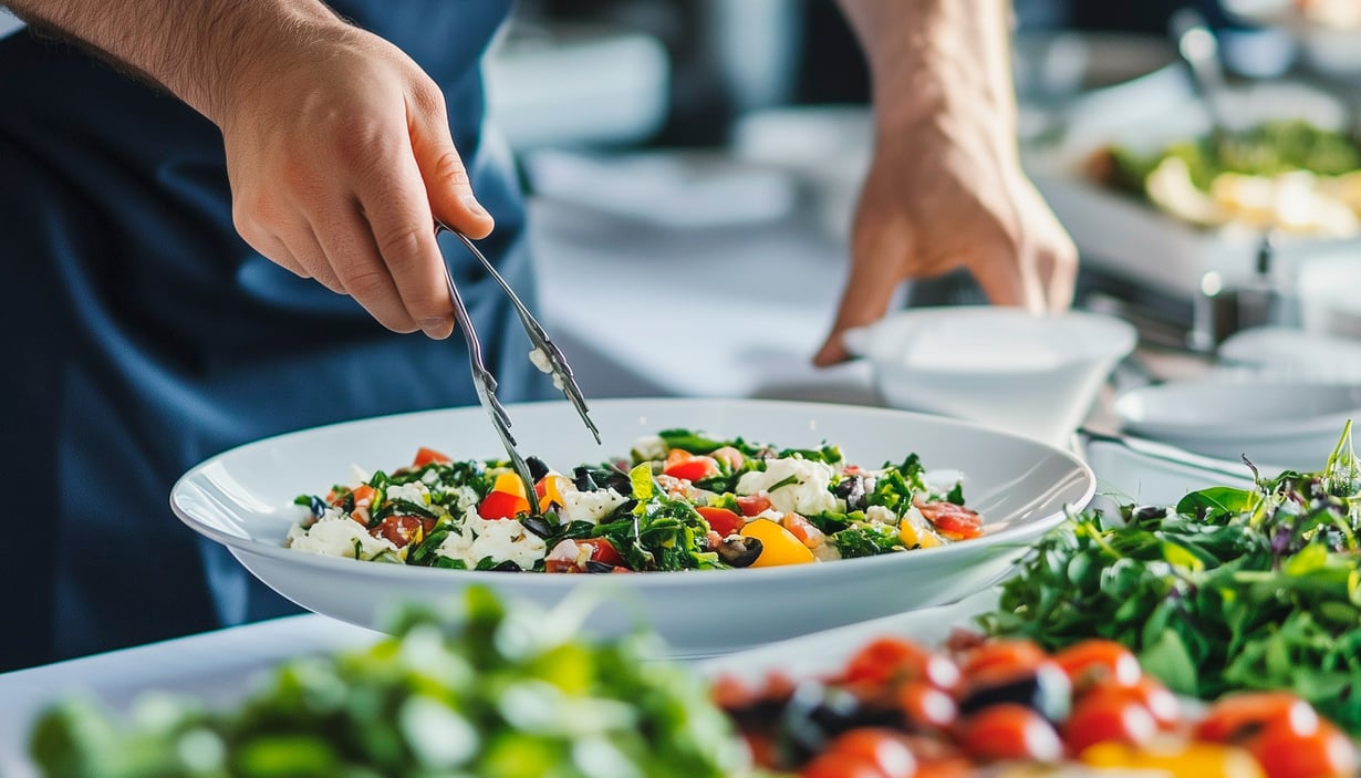 Person som lager salat.