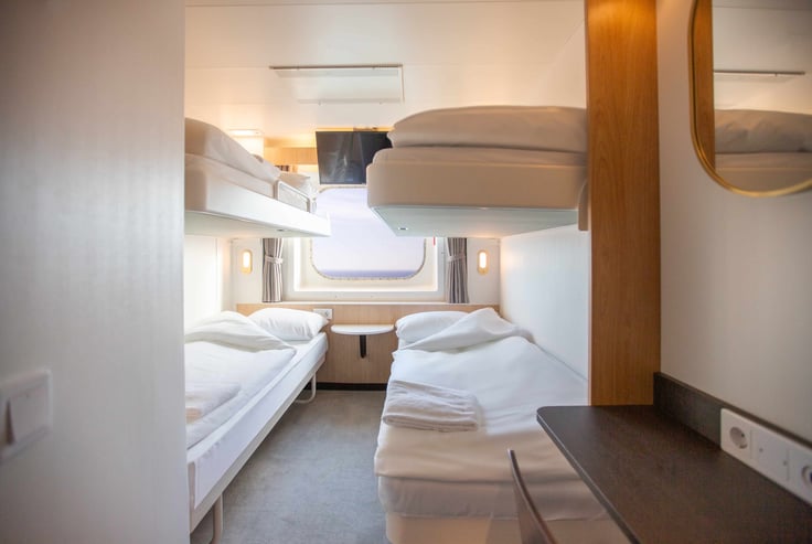 4-sengslugar med havutsikt, køyesenger A4