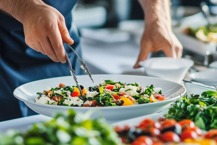 Person som lager salat.